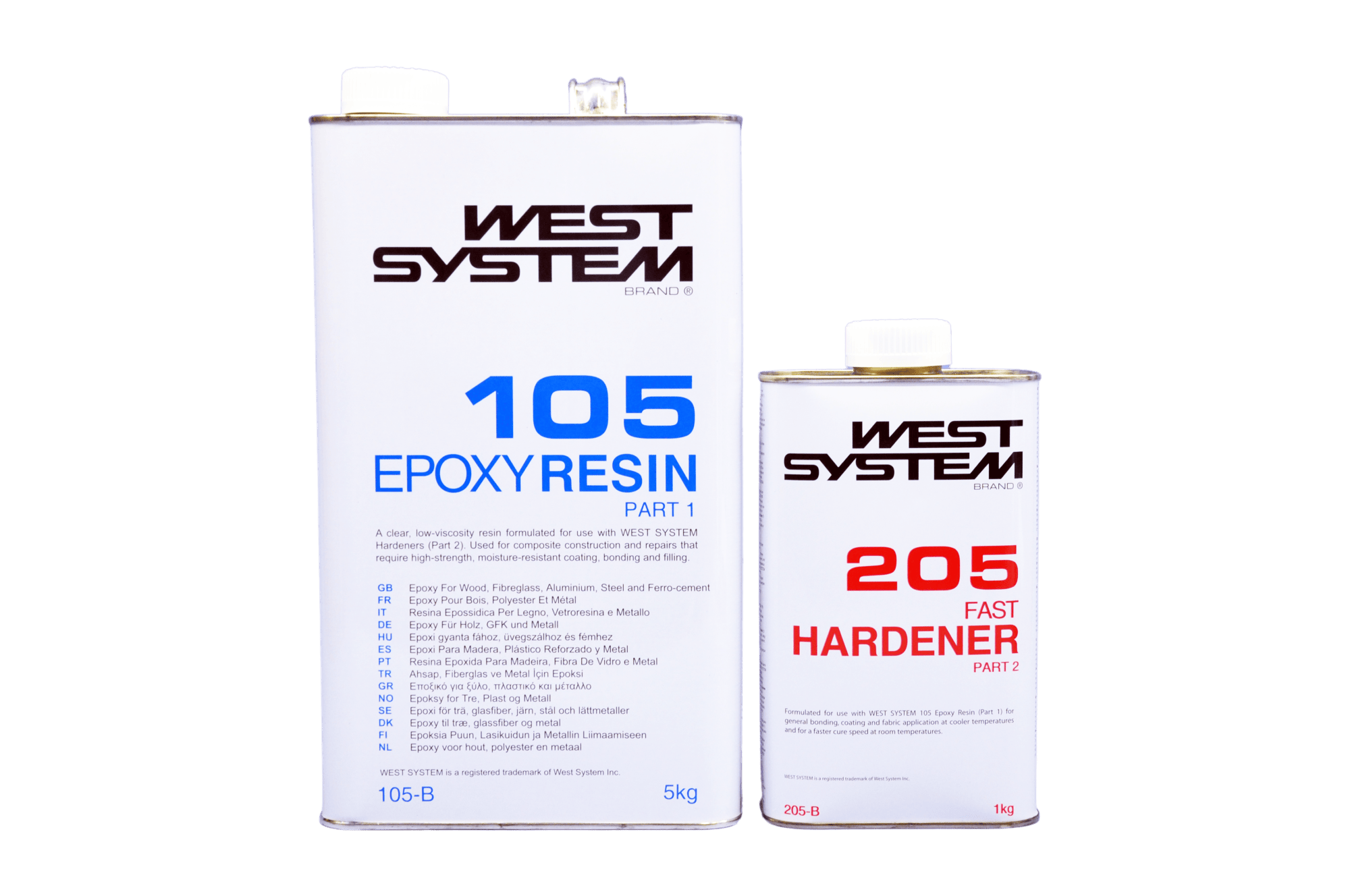 West System 105 resin and 205 fast hardener